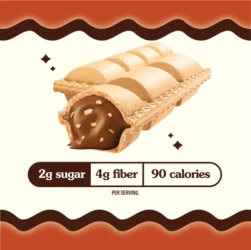 Miniatura 4 de Rip Van Crispy Dunes - Palitos veganos de obleas de chocolate y avellanas, aperitivo keto bajo en calorías con relleno de crema de avellana, 90