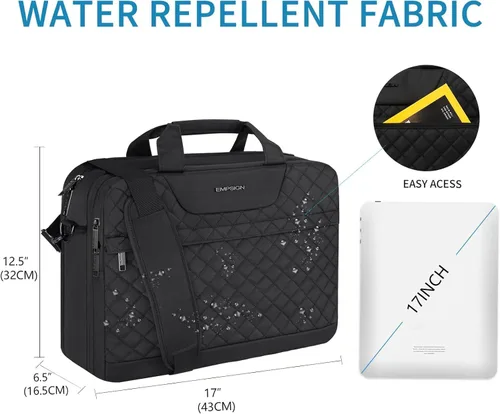 Miniatura 3 de EMPSIGN - Bolsa para laptop de 17.3 pulgadas, maletín de gran capacidad y expansible para viajes, para mujeres y hombres, bolsa de negocios