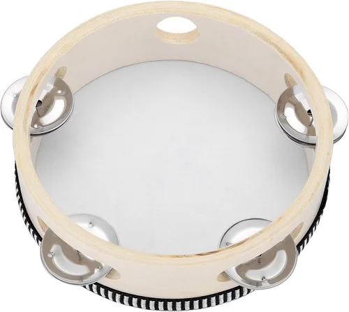 Miniatura 2 de Musfunny - Tambor de mano de 6 pulgadas, de abedul y metal, para percusión, juguete musical educativo, instrumento para KTV, fiesta, juegos de niños