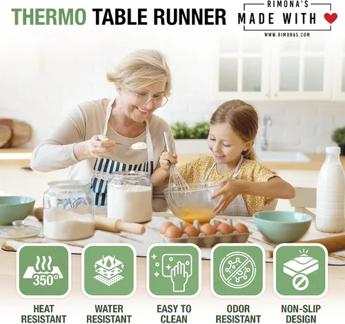 Miniatura 2 de RIMONA'S Camino de mesa resistente al calor, impermeable, protector de mesa, salvamanteles a prueba de calor 350F para platos calientes y ollas