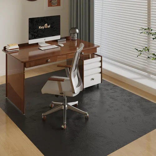 Miniatura 19 de Tapete de oficina de 30 x 48 pulgadas para suelo de madera dura con diseño de plumas 3D, impermeable y antideslizante, tapetes de oficina para Negro