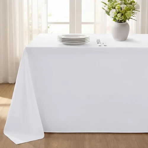 Miniatura 32 de Softalker Mantel rectangular, impermeable y resistente a las manchas, de tela, sin arrugas, lavable, cubierta de mesa de poliéster de 6.19 onzas por