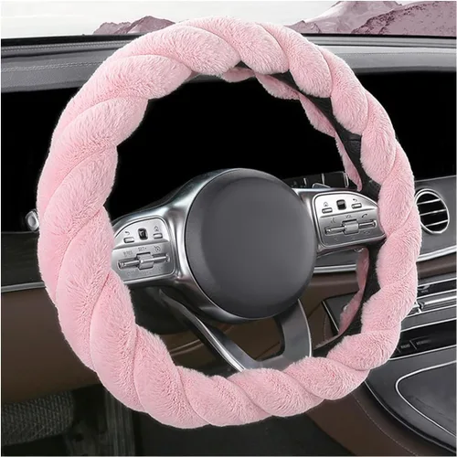 Miniatura 15 de KVAEY - Funda para volante de coche de felpa suave, de 15 pulgadas, antideslizante y redonda, protector de volante de invierno, funda de volante