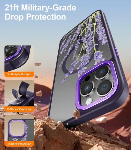 Miniatura 210 de Goodon para iPhone 15 Pro Max con protector de pantalla de privacidad, compatible con Magsafe, funda translúcida mate a prueba de golpes - Linda