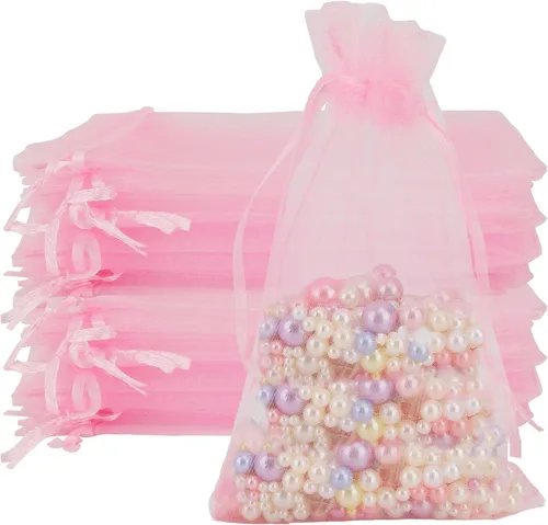 Miniatura 15 de Bolsas de organza de 4 x 6, 100 bolsas de malla transparente con cordón, pequeñas bolsas de regalo de malla, bolsas de regalo con cordón, bolsas