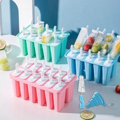 Miniatura 3 de Moldes de silicona para paletas de hielo, sin BPA, 10 cavidades, fácil liberación, con 10 varillas reutilizables, embudo y cepillo de limpieza