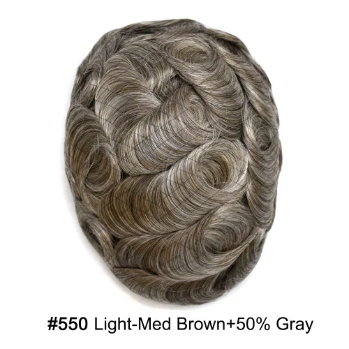 Miniatura 60 de Toupee Hair Piece For Men 100% Real Human Hair System Natural Looking Hairpieces For Men Hair Units Protesis Capilar Para Hombre 8''X10'' #610#6
