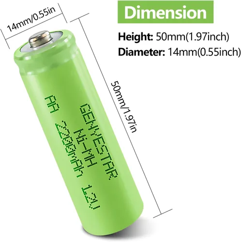 Miniatura 3 de Baterías AA recargables NIMH 1.2V Doble A 2200mAh Batería 8 Pack