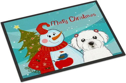 Miniatura 117 de Caroline's Treasures BB1616MAT - Tapete para puerta delantera de árbol de Navidad y sabueso afgano de 18 x 27 pulgadas, para interiores