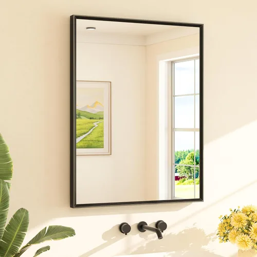 Miniatura 72 de TETOTE Espejo de Baño Dorado de 16" x 20" Latón Dorado Cepillado Rectangular con Marco Biselado Espejo de Tocador de Baño para Sobre el Lavabo