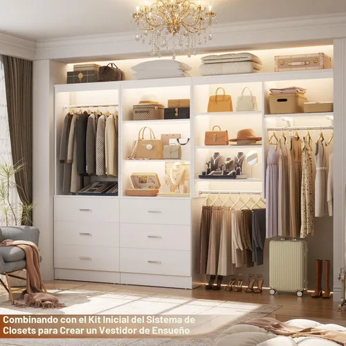 Miniatura 2 de Aheaplus Sistema de cajones de armario de 23.6 pulgadas, sistema organizador de armario de madera con 3 cajones, unidad de almacenamiento modular