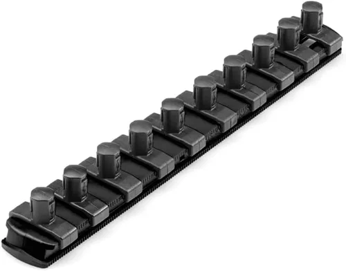 TEKTON 3/8 Pulgadas de accionamiento x 8 Pulgadas de riel de enchufe, 10 clips (negro) | OSR11210 | Fabricado en EE. UU