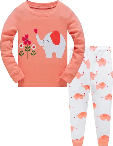 Miniatura 20 de Popshion Pijamas de sirena para niñas pequeñas, juego de 2 piezas, ropa de dormir 100% algodón, ropa para niños, pijamas estilo mariquita