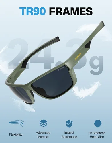 Miniatura 3 de DEAFRAIN Lentes de sol deportivos polarizados para hombres y mujeres, ideales para correr, pescar, conducir, marco irrompible con protección UV