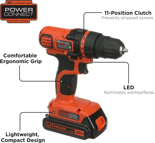 Miniatura 4 de Black & Decker LDX120C taladro/propulsor por iones de litio sin cable 20-volt MÁX.