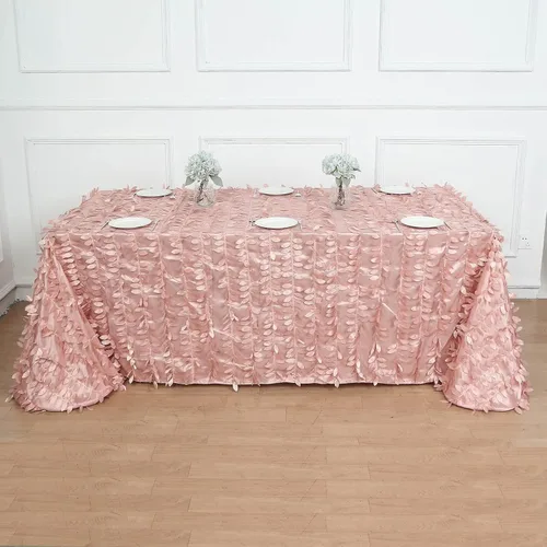 Miniatura 21 de TABLECLOTHSFACTORY - Mantel cuadrado de tela de tafetán de pétalos de hojas 3D de 54 pulgadas, color negro