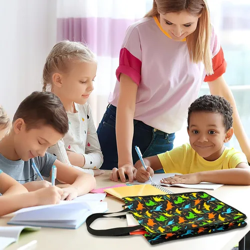 Miniatura 6 de Bolsas de mano lindas para niños y niñas de 4 a 16 años, bolsos con estuche de lápices, bolsas de libros con cremallera para la escuela y el tiempo