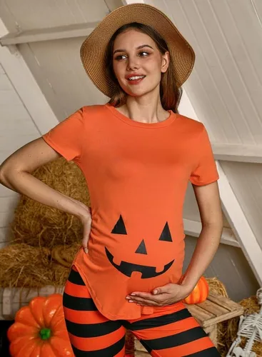 Miniatura 3 de Spadehill Camisa de manga corta divertida de maternidad de Halloween para mujer