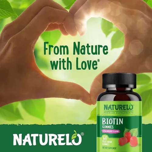 Miniatura 6 de NATURELO Gomitas de biotina - Apoya el cabello, la piel y las uñas saludables - Alta potencia 2500 mcg - Sin OMG, sin gluten - 60 gomitas