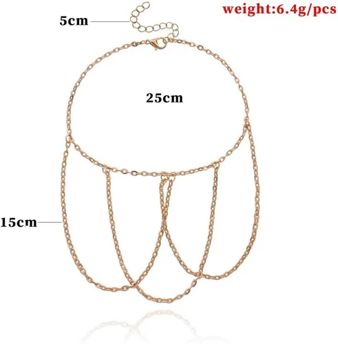 Miniatura 2 de Borla de cadena para pulsera de brazo, joyería de cadena dorada para mujer, Metal