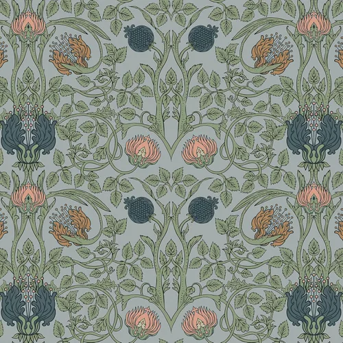 VEELIKE Papel tapiz floral retro azul para despegar y pegar, papel tapiz vintage floral Art Deco para dormitorio y baño, 17.7 x 118 pulgadas, papel