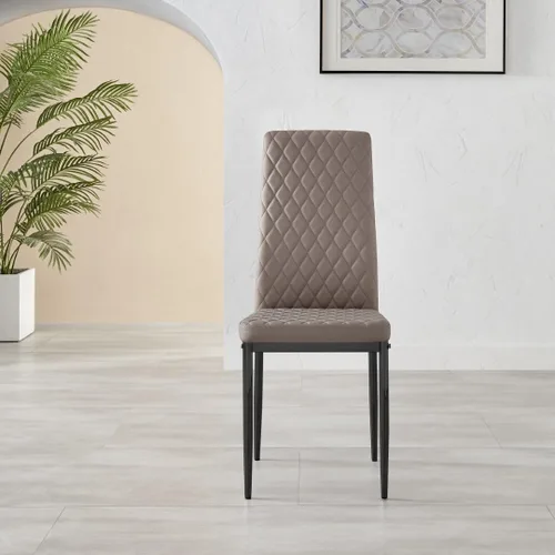 Miniatura 6 de Furniturebox UK Milan - Juego de 4 sillas de comedor de alta calidad, contemporáneas y lujosas, asientos de comedor de piel sintética de diamante