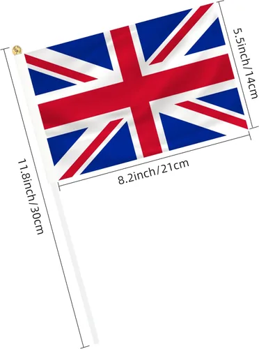 Miniatura 2 de Paquete de 50 mini banderas de mano del Reino Unido, pequeñas banderas británicas con poste, banderas de país internacional, eventos de festivales