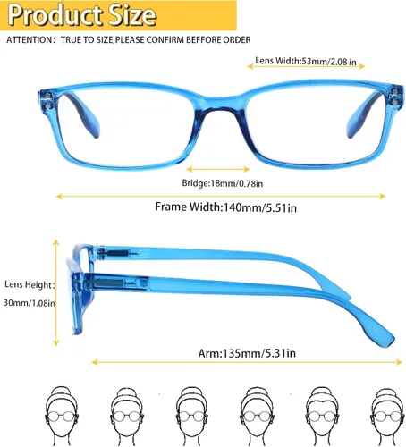 Miniatura 3 de Kerecsen Paquete de 4 lentes de lectura para hombres y mujeres con bisagras de resorte, anteojos rectangulares ligeros de color negro