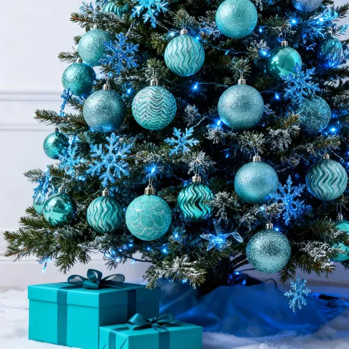 Miniatura 6 de LANGXUN 36 piezas de esferas de decoración de árbol de Navidad azul ácido, bolas de Navidad, decoración de Navidad 2025, adornos de Navidad
