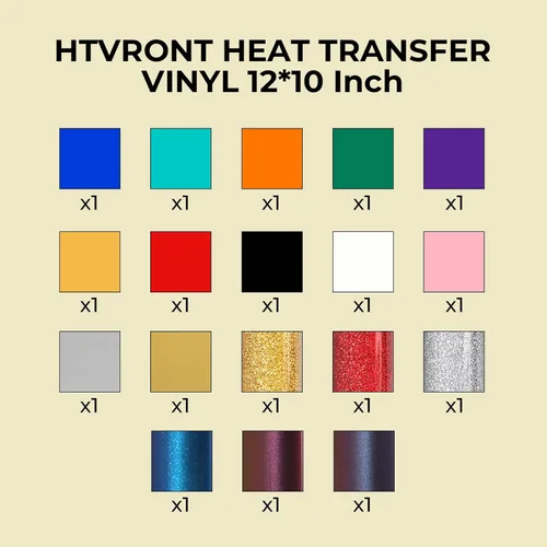 Miniatura 8 de HTVRONT Vinilo de Transferencia de Calor HTV, Paquete de 18 Unidades Variedad de Vinilo HTV 3-en-1 con Purpurina, Camaleón y Vinilo de PU