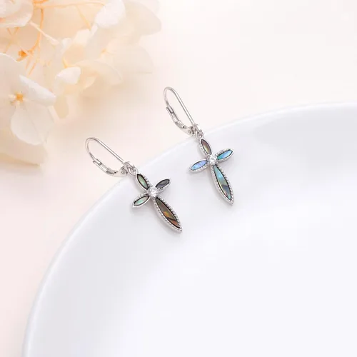 Miniatura 77 de Aretes colgantes de filigrana de plata de ley 925, margarita, loto, flor de rosa, piedra lunar, lágrima para mujer, nudo celta infinito, margarita
