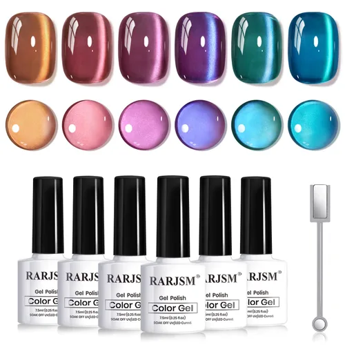 Miniatura 9 de RARJSM Juego de Esmaltes de Gel Nude Colección Jelly Pink de 6 Colores Naturales Transparentes Rosa Translúcido Lechoso Malva Morado Marrón Claro