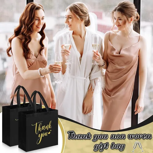 Miniatura 6 de Sweetude 30 Piezas Bolsas de Regalo de Agradecimiento con Asas a Granel Bolsa de Dulces Reutilizable No Tejida Plegable Bolso de Mano para Regalos