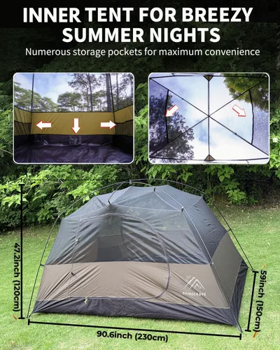 Miniatura 2 de Camping Tent 2 Person,Ultra Large Capacity, Lightweight 3 Season Backpacking Tent 2 Person, 20D Nylon/Taffeta PU3000mm, Free Standing, Ideal for