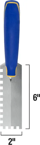 Miniatura 5 de QEP 1/4 pulg. x 1/4 pulg. x 1/4 pulg. Llana para Pisos con Empuñadura Cómoda y Muesca Cuadrada con Margen con Gancho para Balde, Plateada (42114)