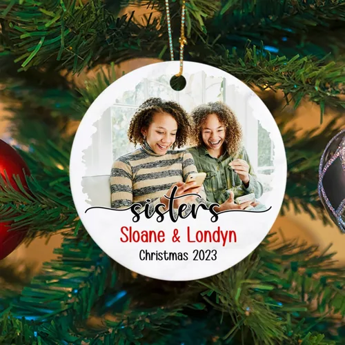 Miniatura 4 de Marco de fotos, adorno de Navidad 2024, regalo para hermanas, mejores amigas, mejores amigas, almas gemelas, adorno de Navidad, adorno de Navidad