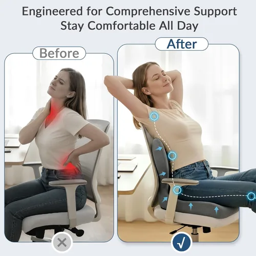 Miniatura 3 de Exclusivo Mezcla Cojín de asiento de espuma viscoelástica, cojines ergonómicos para aliviar el dolor del coxis, almohadilla de asiento Gris