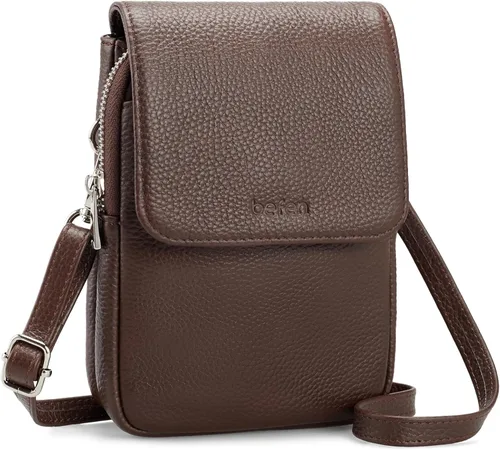 Miniatura 20 de befen Bolsos cruzados pequeños de cuero genuino para mujer, bolsa cruzada para teléfono celular con ranuras para tarjetas de bloqueo RFID
