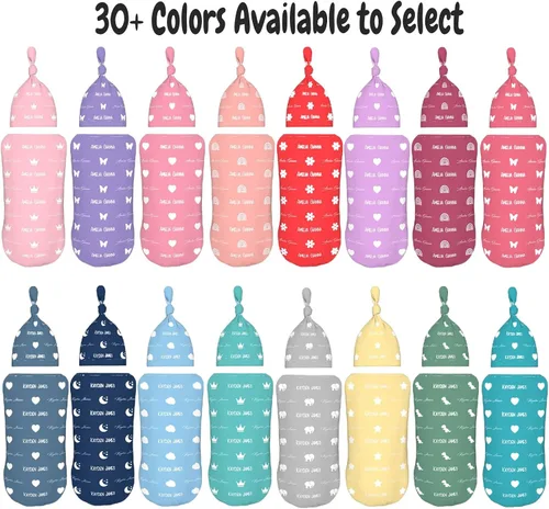 Miniatura 2 de Diadema personalizada para bebé y gorro para niñas y niños con nombre, mantas de bebé personalizadas para niñas y niños con nombre Iconos blancos