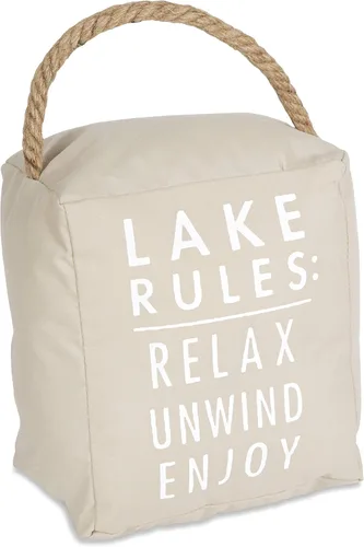 Pavilion Gift Company Lake Rules: Relájate, Desconecta, Disfruta - Tope para puerta color marrón claro, Blanco claro, 12,7 x 15,2 cm