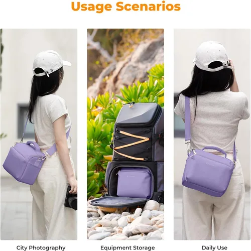 Miniatura 8 de K&F CONCEPT Bolso de bandolera para cámara pequeño estuche cruzado para cámara DSLR/SLR/Cute compacto Bolsos de hombro para fotografía