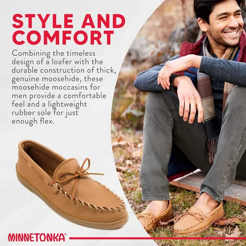 Miniatura 4 de Minnetonka Mocasines de cuero de piel de alce para hombre