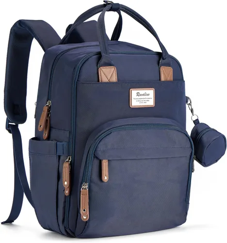 Miniatura 17 de RUVALINO Mochila para pañales, mochila de viaje multifunción, bolsa de maternidad para bebé, gran capacidad, impermeable y elegante, gris hierro