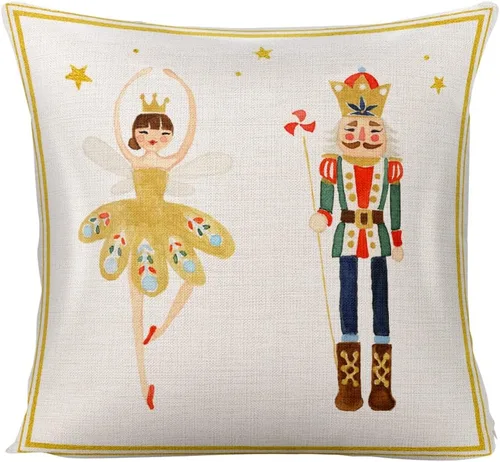 Miniatura 7 de Funda de almohada de cascanueces de dibujos animados de Navidad, decoración del hogar, funda de cojín cuadrada para sofá cama, funda de almohada