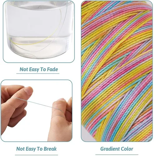 Miniatura 4 de Elecrelive - Cuerda de cera de color degradado de 250 yardas, 0.020 in, cuerda de poliéster con revestimiento de cera, cuerda redonda de macramé
