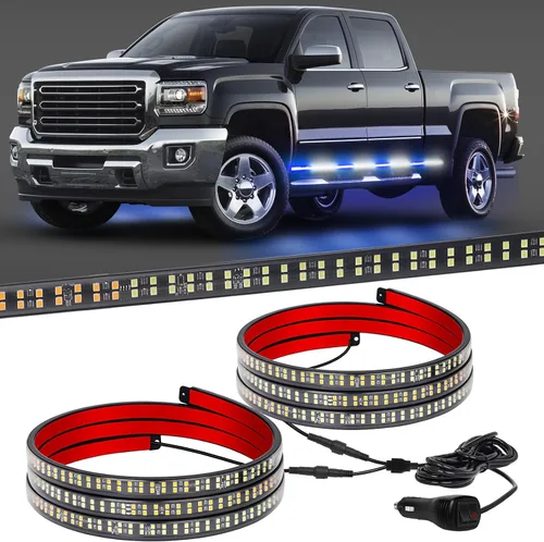 Miniatura 16 de XRIDONSEN 2 tiras de luces estroboscópicas ámbar de 70 pulgadas para camión de emergencia, 864 luces LED para estribo, barra intermitente