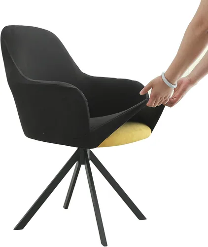 Miniatura 18 de Iauddy Funda de Silla Giratoria de Acento para Comedor para Oficina, Funda Elástica para Silla de Escritorio de Oficina de Respaldo Medio Protector
