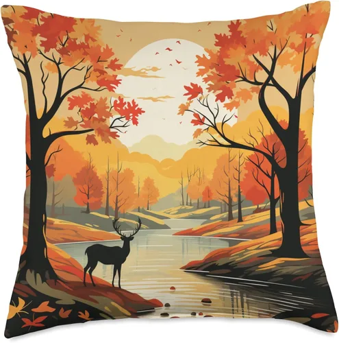 Miniatura 5 de Fall Leaves autumn orange pumpkin pattern Fall Dear Pattern - Almohada de hojas de color otoñal, 16 x 16 pulgadas, multicolor