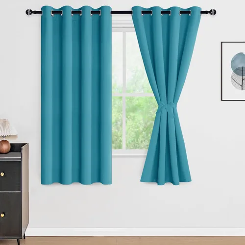 Miniatura 122 de DWCN Cortinas 100% opacas de 84 pulgadas de largo para dormitorio con forro negro, paneles de cortina de ventana de doble capa con aislamiento Azul