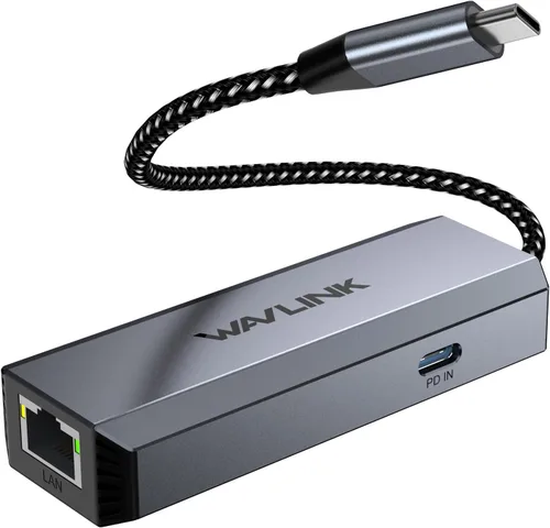 WAVLINK Adaptador USB-C a Ethernet con PD de 95 W - 5 Gbps de alta velocidad, sin controlador, adaptador de red LAN Ethernet tipo C a RJ45